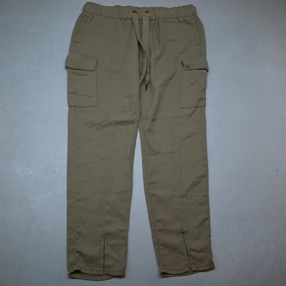True Religion L Khaki Vented Cuff Slim Pull On Cargo Womens Pants